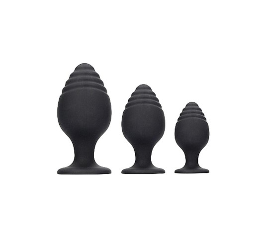 Rippled Butt Plug Set - Black